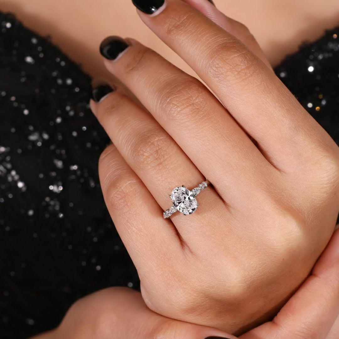 2.00 Carat Oval Lab Grown Diamond Engagement Ring, 14k Gold, IGI Certified