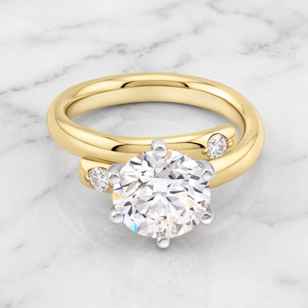2.59 Carat Lab Grown Diamond Engagement Ring: Two-Tone 14K Solid Gold Solitaire Wedding Ring