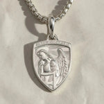 Load image into Gallery viewer, St Michael Amulet in 14K Solid Gold, Symbolic Talisman Jewelry, Spiritual Pendant, Heritage Inspired Keepsake. Jwalin Jewels