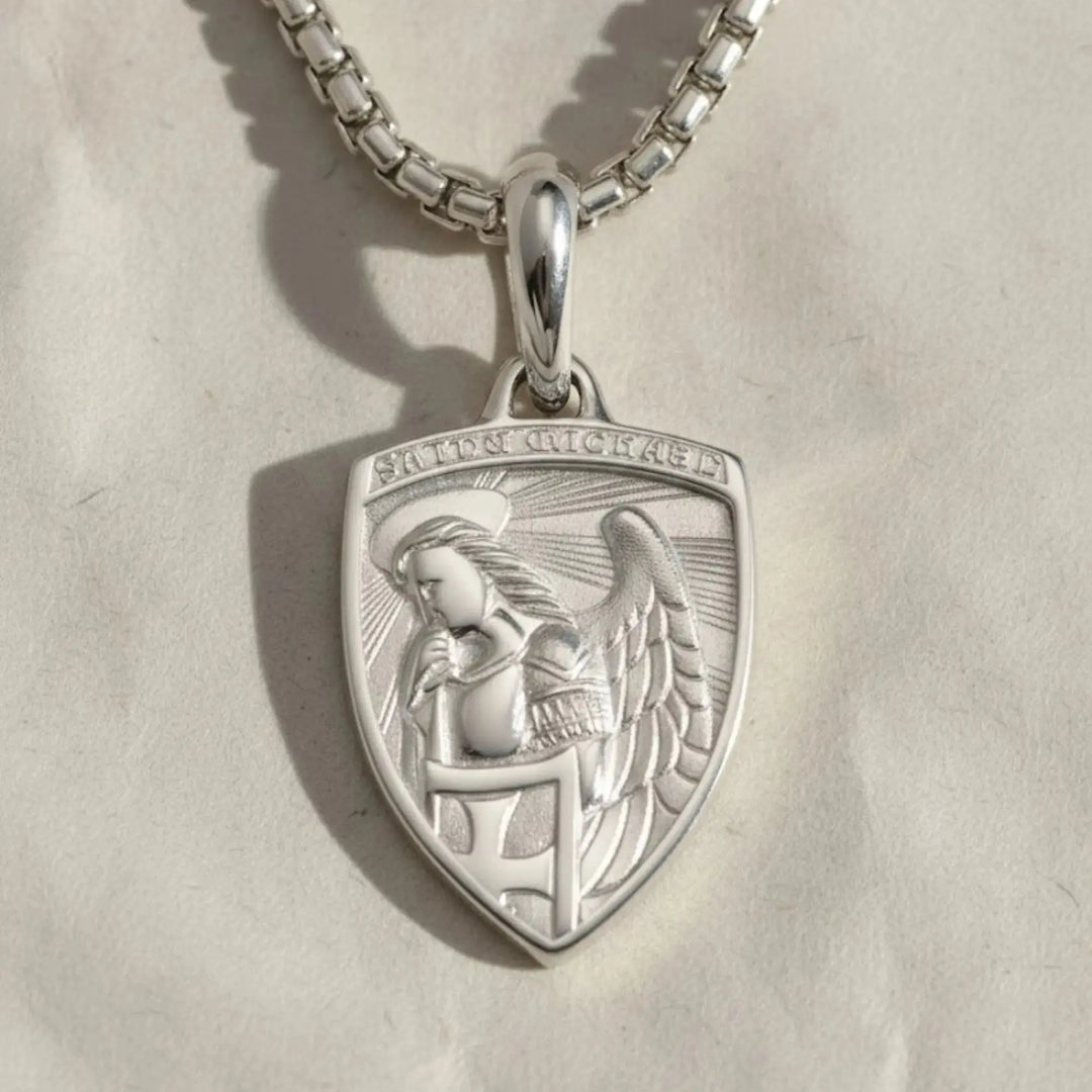 St Michael Amulet in 14K Solid Gold, Symbolic Talisman Jewelry, Spiritual Pendant, Heritage Inspired Keepsake. Jwalin Jewels