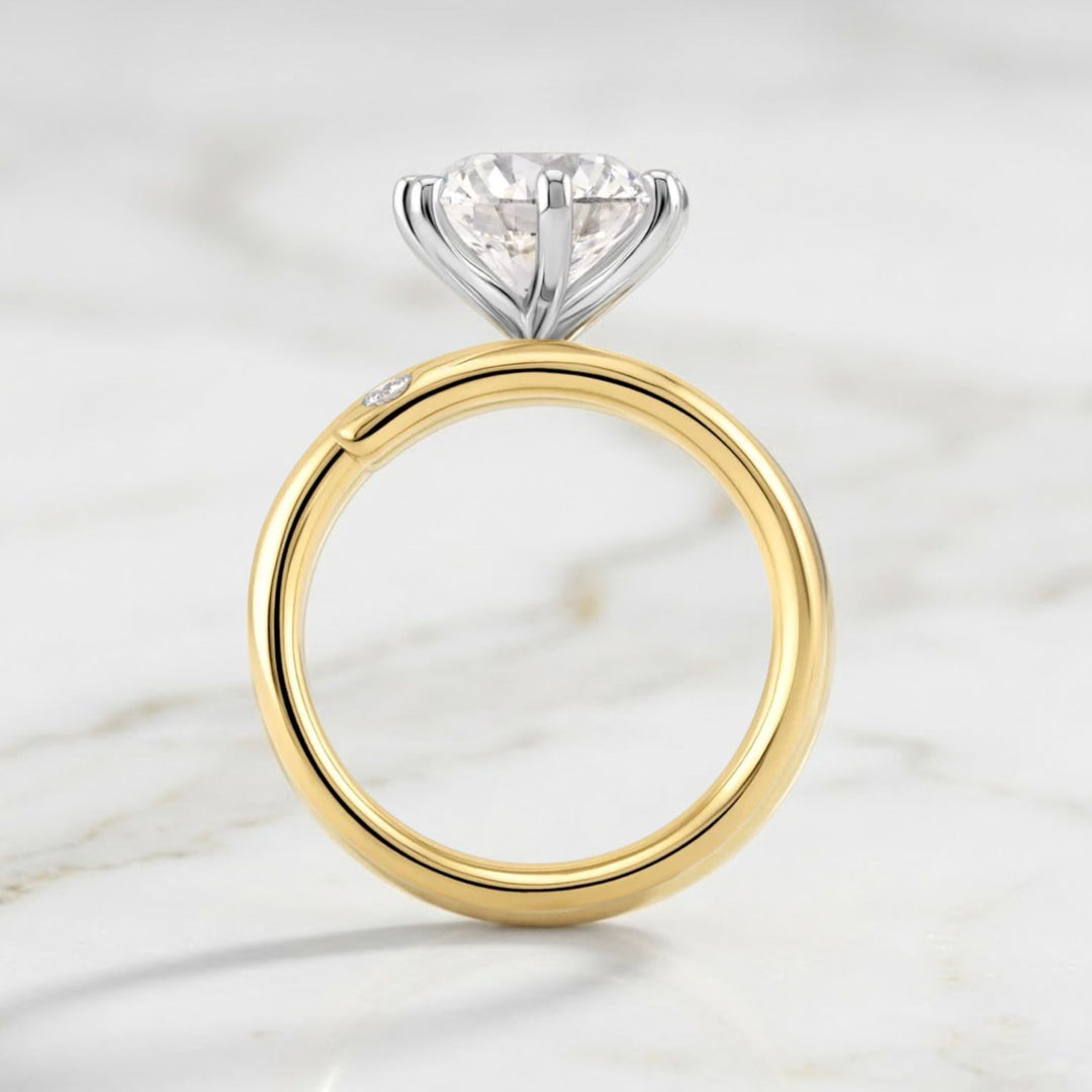 2.59 Carat Lab Grown Diamond Engagement Ring: Two-Tone 14K Solid Gold Solitaire Wedding Ring