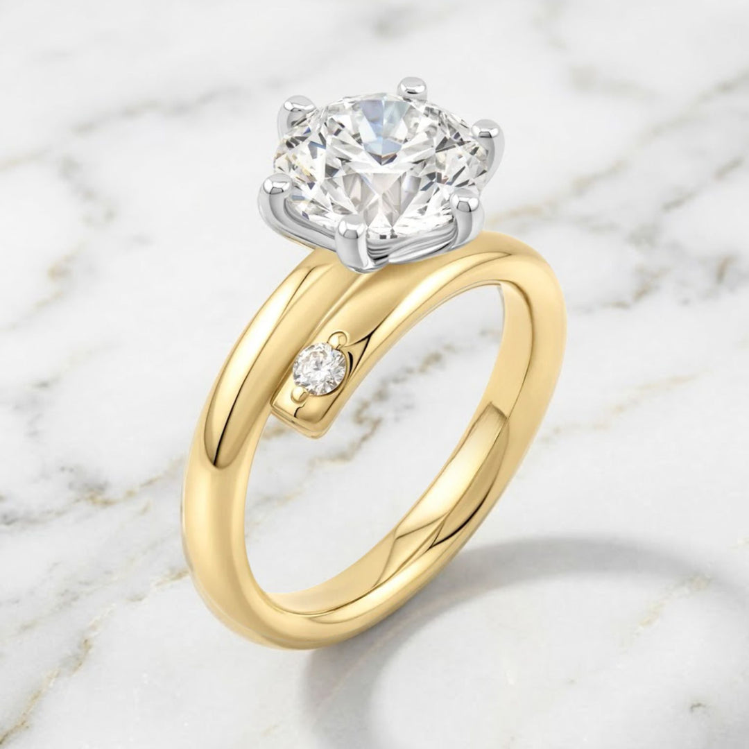2.59 Carat Lab Grown Diamond Engagement Ring: Two-Tone 14K Solid Gold Solitaire Wedding Ring