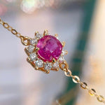 Load image into Gallery viewer, Oval Ruby Diamond Bracelet in Solid Gold, Pink Ruby Chain Bracelet with Lab Grown Diamonds, Handmade Fine Jewelry Gift for Her Jwalin Jewels