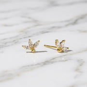Marquise Diamond Petal Stud Earrings by Jwalin Jewels • Dainty 3 Petal Flower Gemstone Earrings • Flower Jewelry • Bride Gift