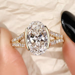 Load image into Gallery viewer, 2 Carat Oval Lab Grown Diamond Engagement Ring, Half Bezel Set
