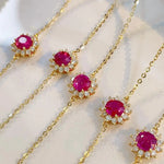 Load image into Gallery viewer, Oval Ruby Diamond Bracelet in Solid Gold, Pink Ruby Chain Bracelet with Lab Grown Diamonds, Handmade Fine Jewelry Gift for Her Jwalin Jewels