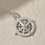 Load image into Gallery viewer, Gold compass pendant necklace, lab-grown diamond, 9K &amp; 14K white/yellow/rose gold, celestial jewelry, navigation symbol, meaningful gift