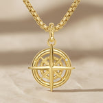 Load image into Gallery viewer, Gold compass pendant necklace, lab-grown diamond, 9K &amp; 14K white/yellow/rose gold, celestial jewelry, navigation symbol, meaningful gift