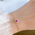 Load image into Gallery viewer, Oval Ruby Diamond Bracelet in Solid Gold, Pink Ruby Chain Bracelet with Lab Grown Diamonds, Handmade Fine Jewelry Gift for Her Jwalin Jewels