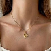 Gold compass pendant necklace, lab-grown diamond, 9K & 14K white/yellow/rose gold, celestial jewelry, navigation symbol, meaningful gift Jwalin Jewels