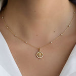 Load image into Gallery viewer, Gold compass pendant necklace, lab-grown diamond, 9K &amp; 14K white/yellow/rose gold, celestial jewelry, navigation symbol, meaningful gift