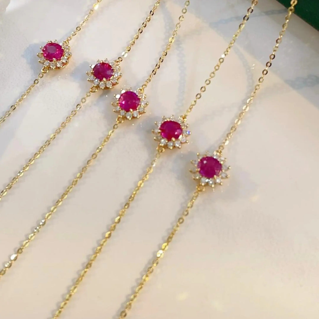 Oval Ruby Diamond Bracelet in Solid Gold, Pink Ruby Chain Bracelet with Lab Grown Diamonds, Handmade Fine Jewelry Gift for Her Jwalin Jewels