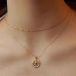 Load image into Gallery viewer, Gold compass pendant necklace, lab-grown diamond, 9K &amp; 14K white/yellow/rose gold, celestial jewelry, navigation symbol, meaningful gift