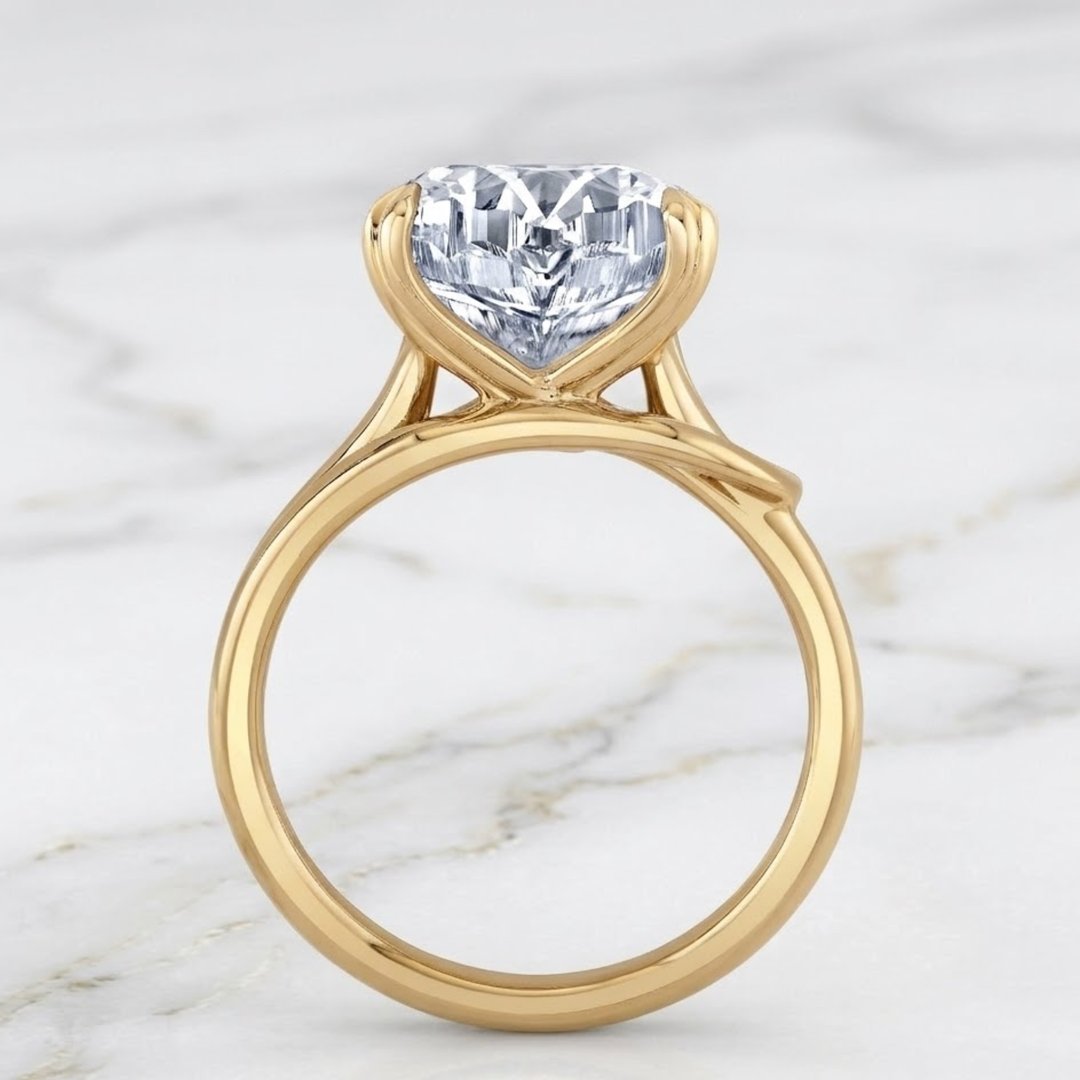 Cat-Head Cut Solitaire Ring, Cat-Head Cut Diamond Ring, Lab Grown Round Engagement Ring IGI Certified Birthday/Anniversary Gift for Her