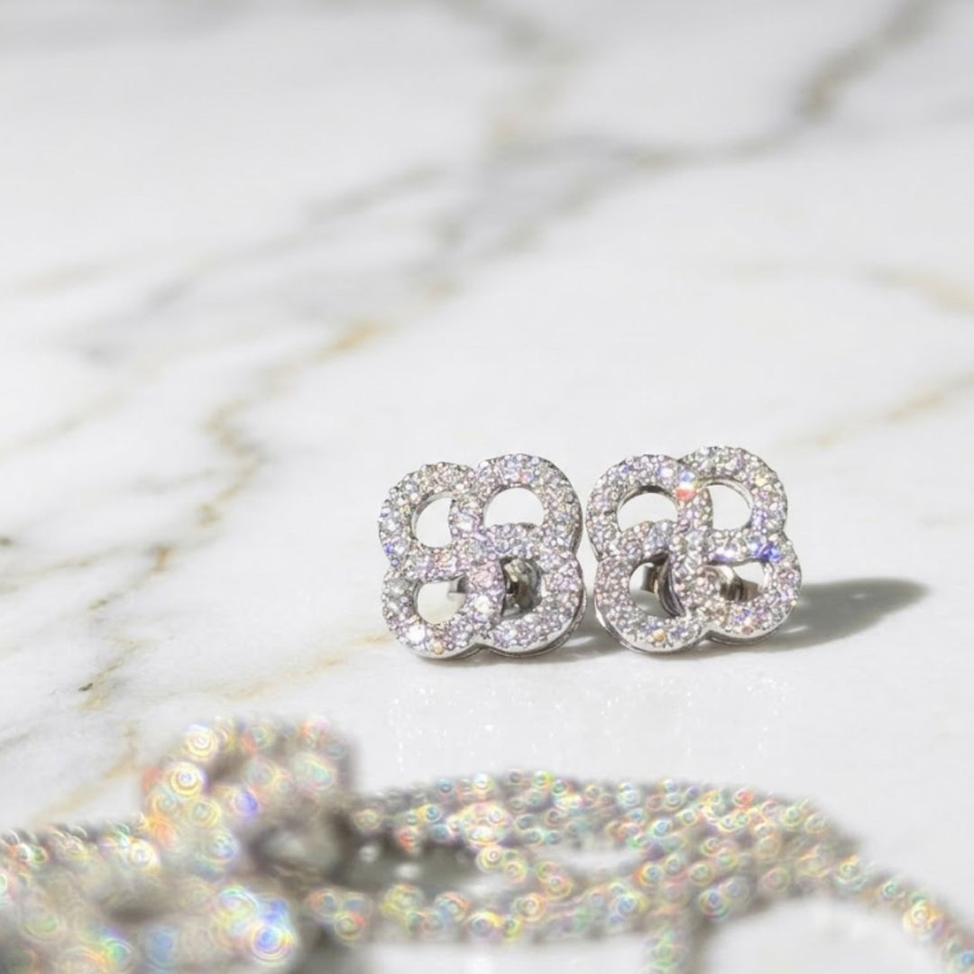 Lab Grown Diamond Necklace Earring Set, 14K/18K Gold Pave Jewelry