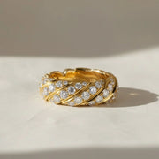 14k Gold Rope Braid Stack Ring with Micro Pave Diamonds - Handcrafted Fine Jewelry on Etsy - Unique Design for Everyday or Special Occasions Jwalin Jewels
