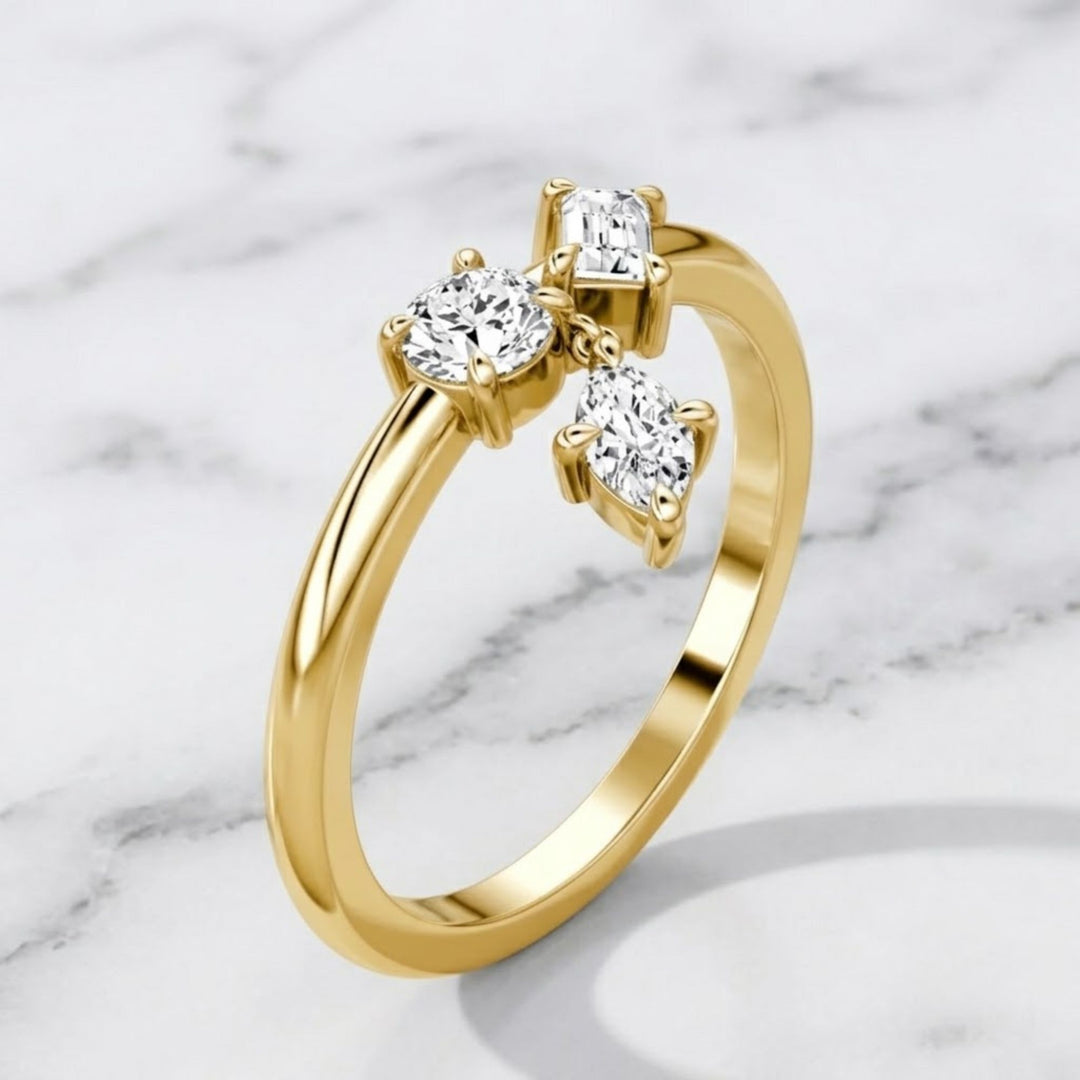 18K Gold Diamond Statement Ring, 0.36 CTW, F+ Color VS+ Clarity