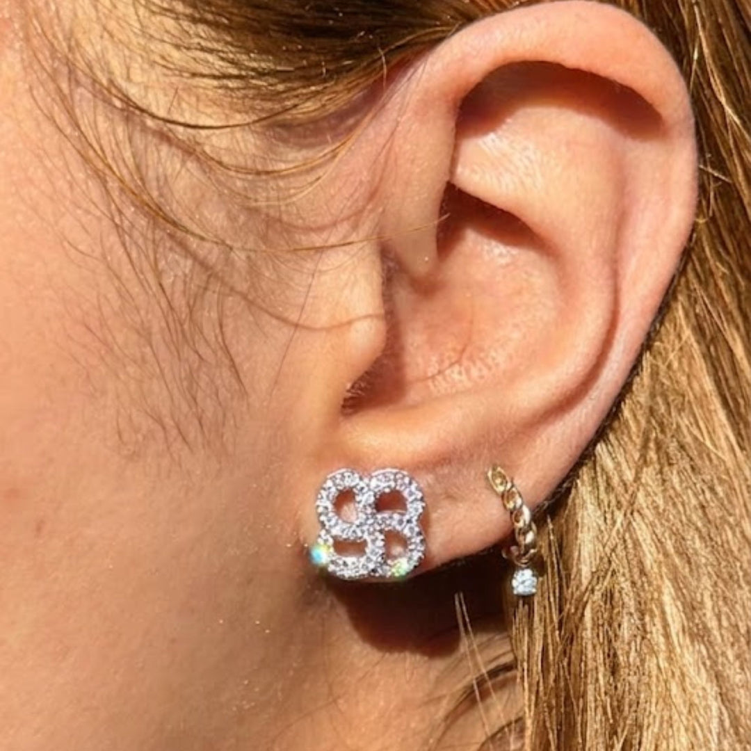 Lab Grown Diamond Necklace Earring Set, 14K/18K Gold Pave Jewelry