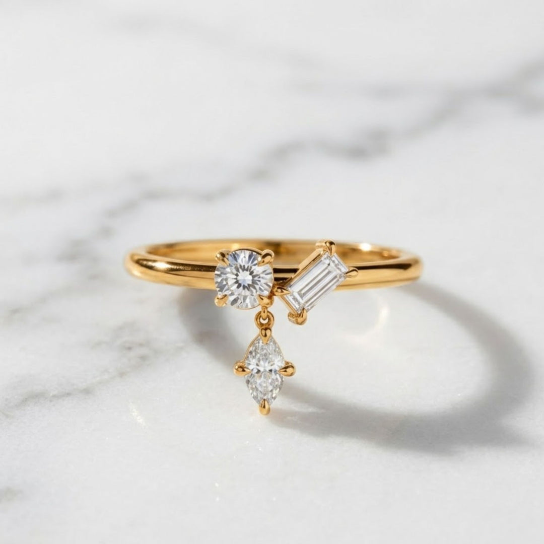 18K Gold Diamond Statement Ring, 0.36 CTW, F+ Color VS+ Clarity
