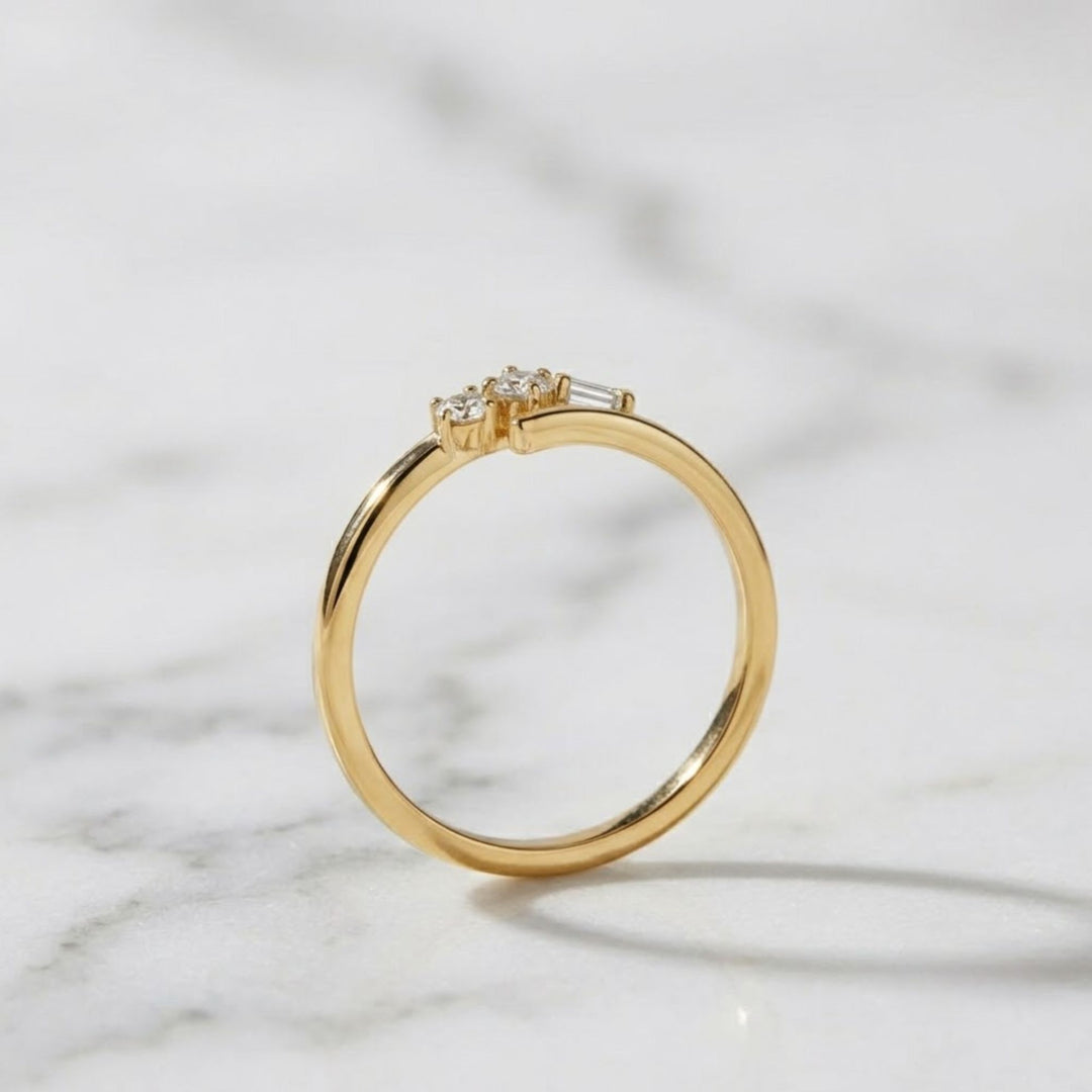 Diamond Wrap Ring, Prong Set Diamond Open Ring, Minimal Wrap Ring for Women, Gift for Her, Anniversary Ring, Stacking ring