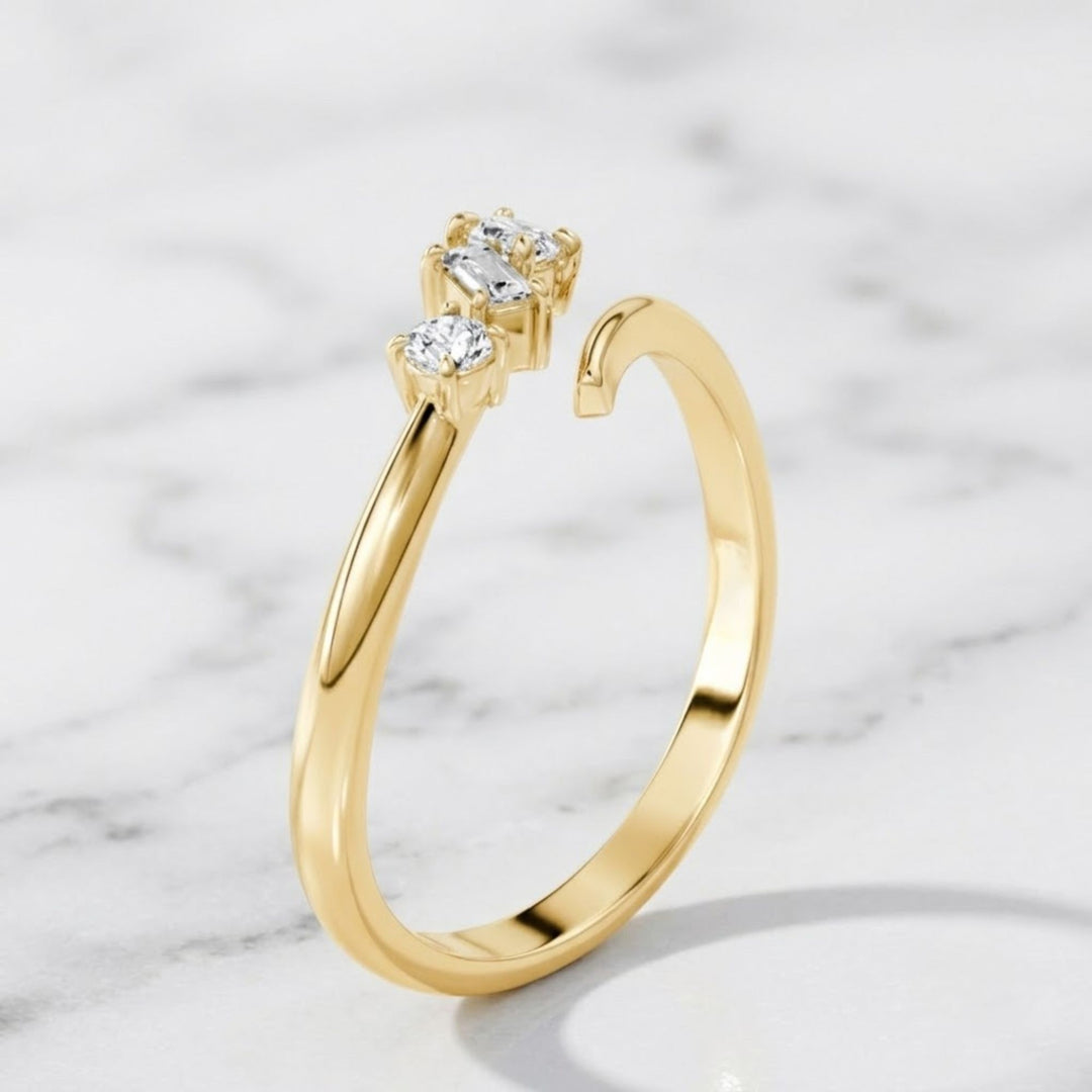 Diamond Wrap Ring, Prong Set Diamond Open Ring, Minimal Wrap Ring for Women, Gift for Her, Anniversary Ring, Stacking ring