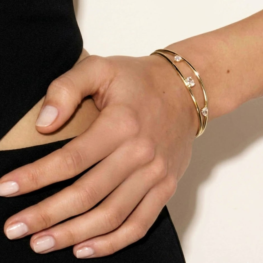 14K Gold Round, Oval & Pear Cut Diamond Bangle Bracelet Dainty Diamond Gold Cuff Bangle Bracelet Unique Diamond Bracelet Gifts For Women