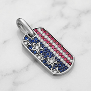 American Flag Pendant, Sterling Silver 14K Solid Gold, United States Flag Charm, USA Flag, American Jewelry, Dog Tag, Men's Pendant Necklace