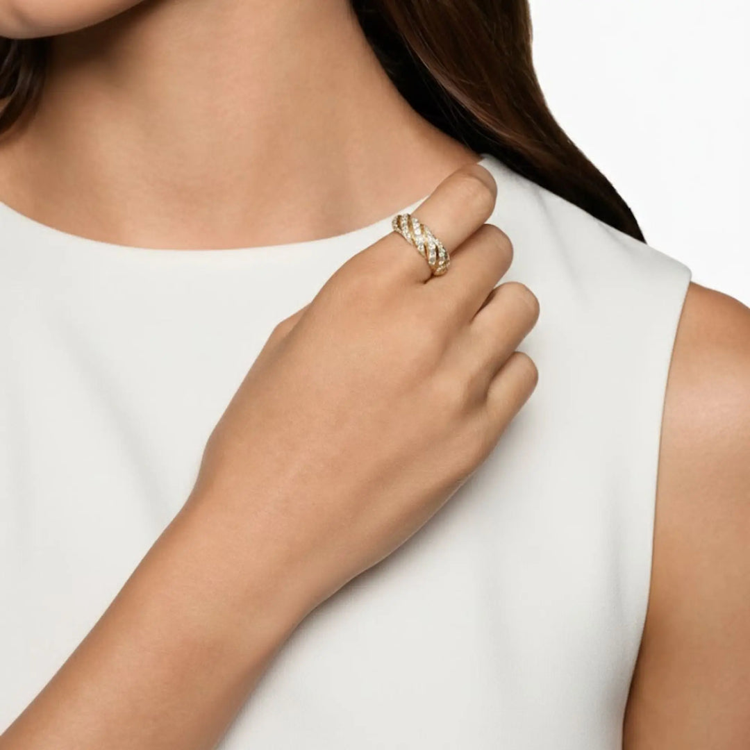 14k Gold Rope Braid Stack Ring with Micro Pave Diamonds - Handcrafted Fine Jewelry on Etsy - Unique Design for Everyday or Special Occasions Jwalin Jewels