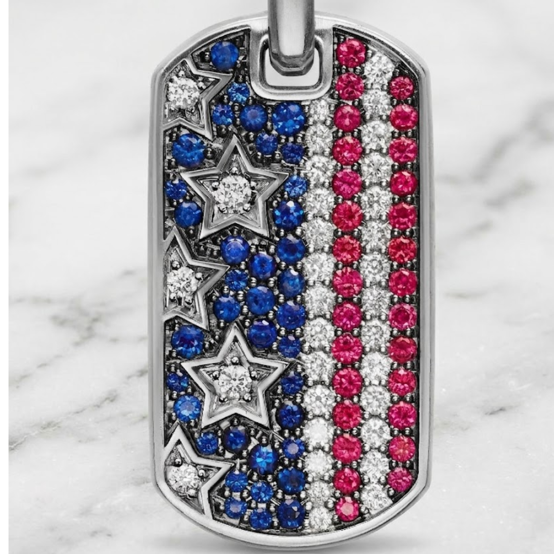 American Flag Pendant, Sterling Silver 14K Solid Gold, United States Flag Charm, USA Flag, American Jewelry, Dog Tag, Men's Pendant Necklace