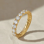 Load image into Gallery viewer, 14k Gold Round Diamond Full Eternity Pave Setting Diamond Wedding Ring, Round Diamond Stacking Ring, Statement Diamond Ring For Women Jwalin Jewels