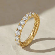 14k Gold Round Diamond Full Eternity Pave Setting Diamond Wedding Ring, Round Diamond Stacking Ring, Statement Diamond Ring For Women Jwalin Jewels