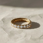 Load image into Gallery viewer, 14k Gold Round Diamond Full Eternity Pave Setting Diamond Wedding Ring, Round Diamond Stacking Ring, Statement Diamond Ring For Women Jwalin Jewels