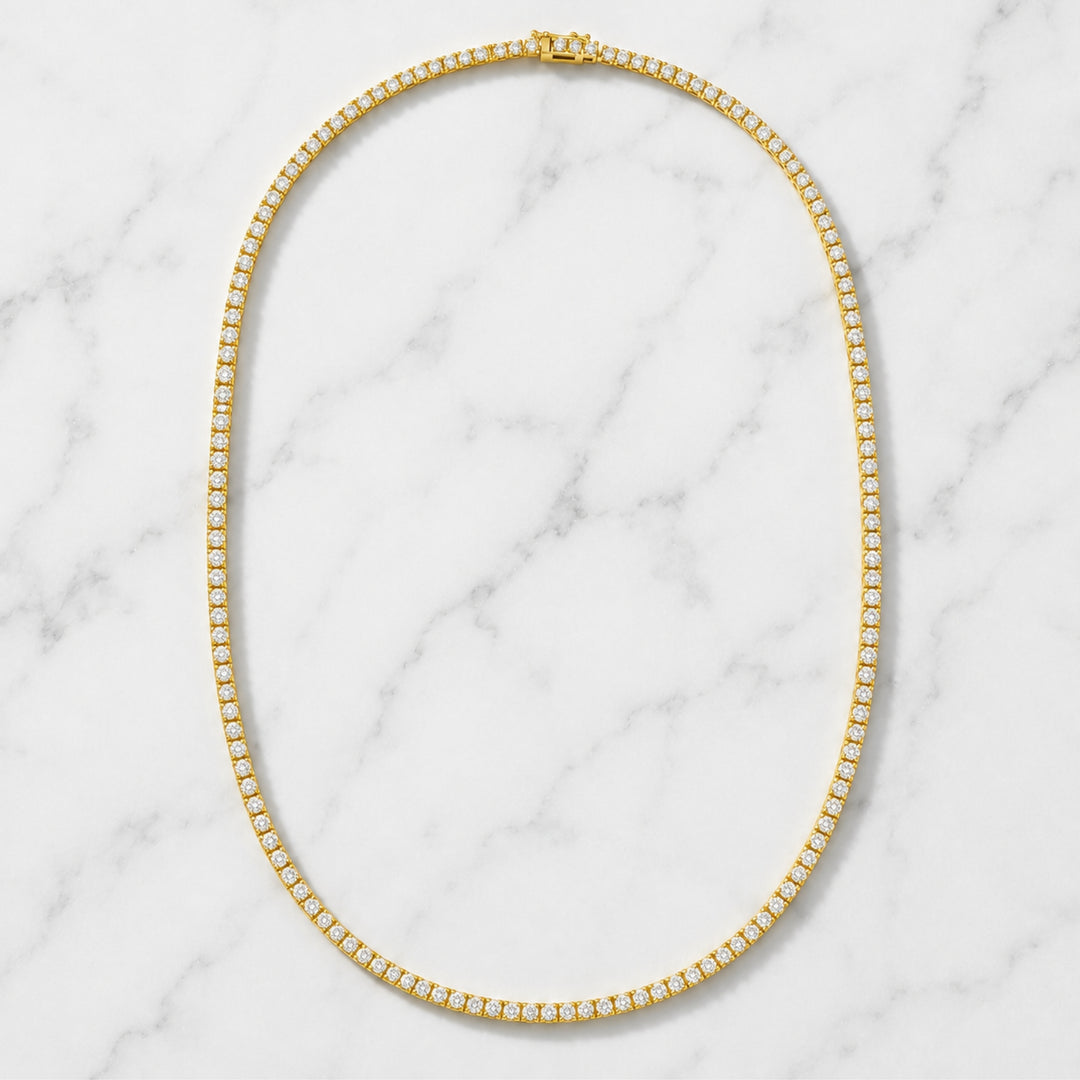 14K Solid Gold 5.18ct Natural Diamond Statement Tennis Necklace