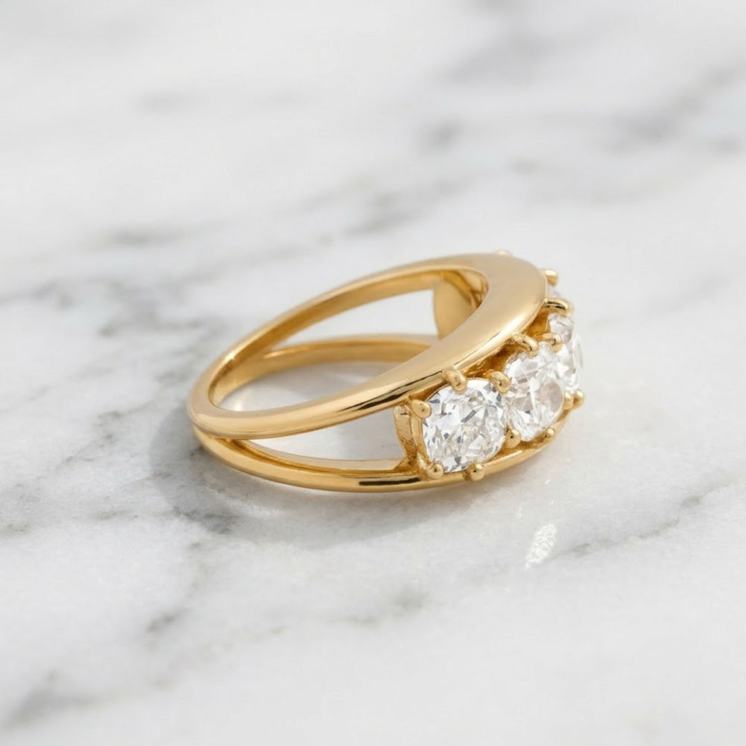 Lab Grown Diamond Wedding Band | Cushion Cut Gold Ring | Luxury Anniversary Gift