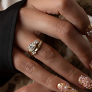 Round & Oval Diamond Toi et Moi Ring, 14K Solid Gold Engagement Ring