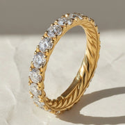 14k Gold Round Diamond Full Eternity Pave Setting Diamond Wedding Ring, Round Diamond Stacking Ring, Statement Diamond Ring For Women Jwalin Jewels