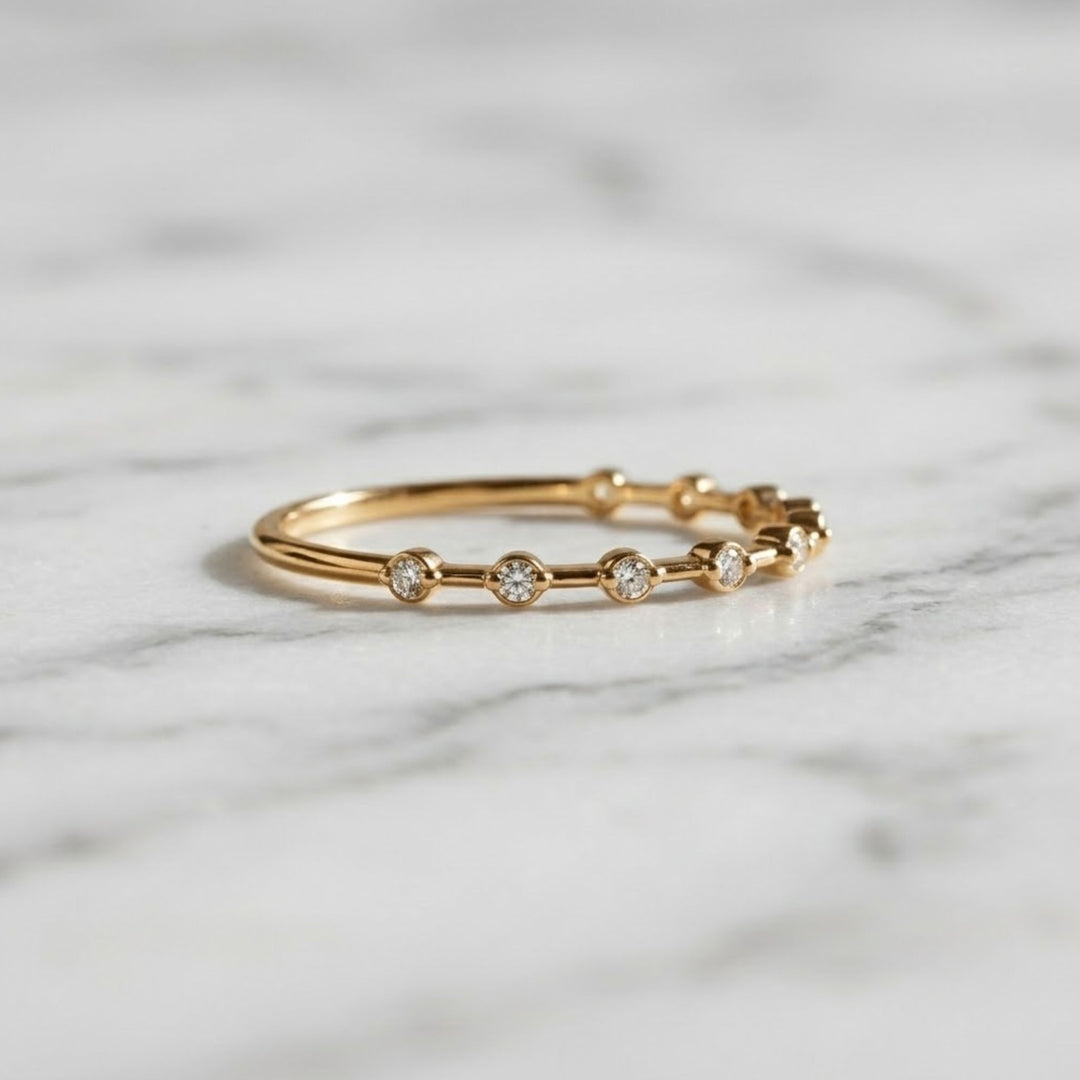 Lab Grown Diamond Eternity Ring, 14k Gold Thin Wedding Band, Stackable Bridal Jewelry, F+ VS+ Round Diamonds, Anniversary Gift