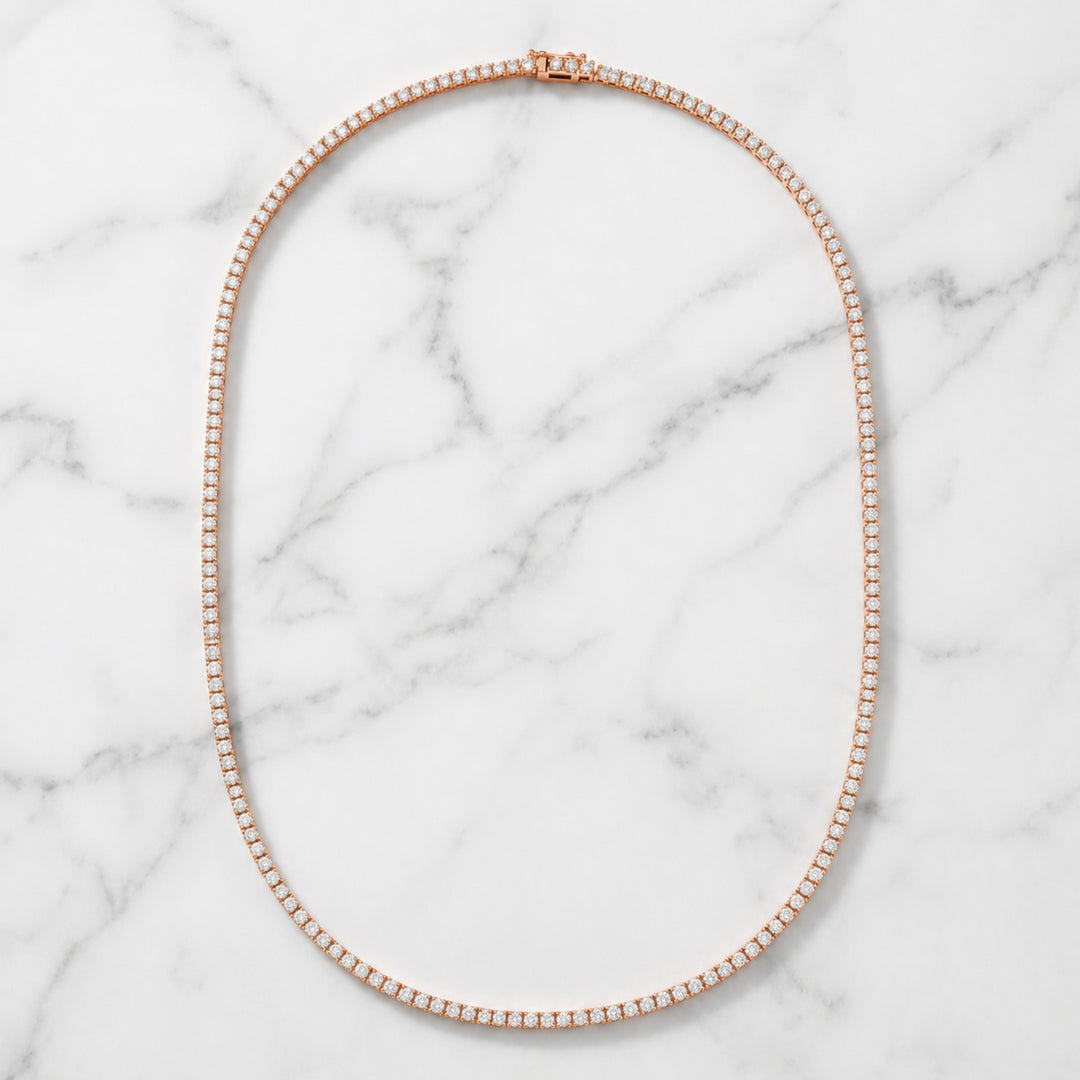 14K Solid Gold 5.18ct Natural Diamond Statement Tennis Necklace