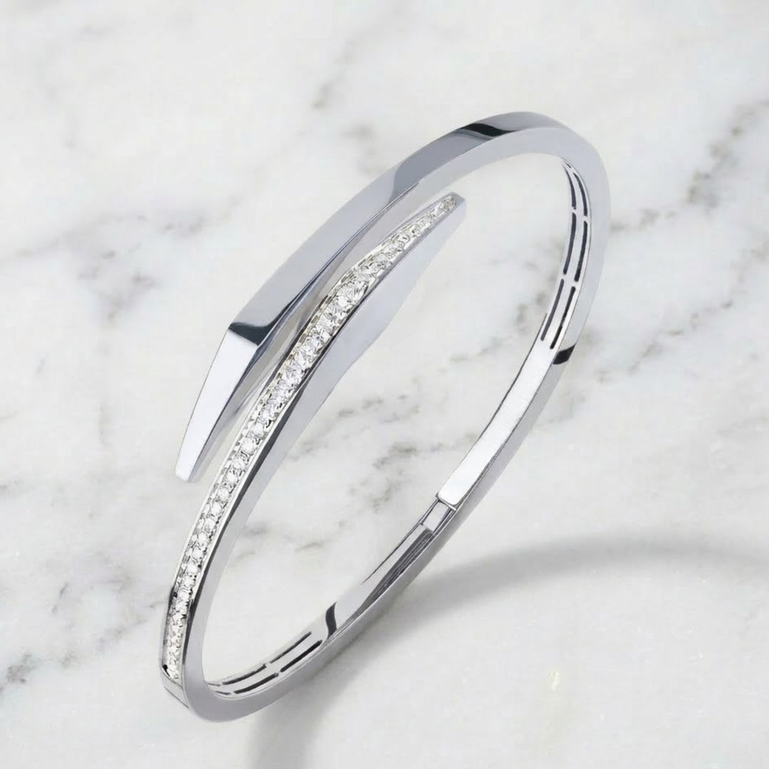 Solid Gold Bangle Bracelet for Women, Round Cut Diamond Bracelet Bangle, Gold Bracelet, Diamond Bangle Bracelet, Gift For Her