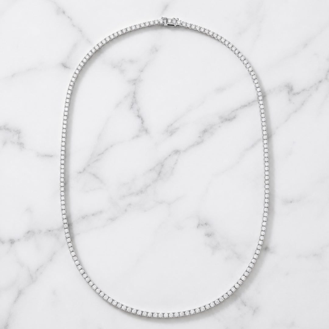14K Solid Gold 5.18ct Natural Diamond Statement Tennis Necklace