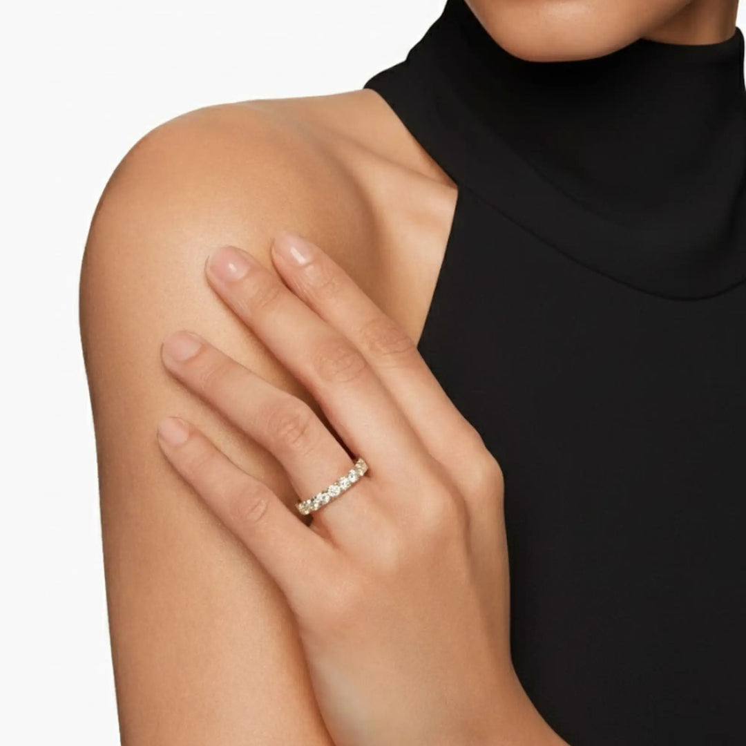 14k Gold Round Diamond Full Eternity Pave Setting Diamond Wedding Ring, Round Diamond Stacking Ring, Statement Diamond Ring For Women Jwalin Jewels