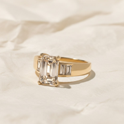 Diamond Ring, Emerald Cut 2.00 CT Engagement Ring, 9K 14K 18K Gold, White Yellow Rose Gold, VS+ F+ Clarity, Certified Jewelry