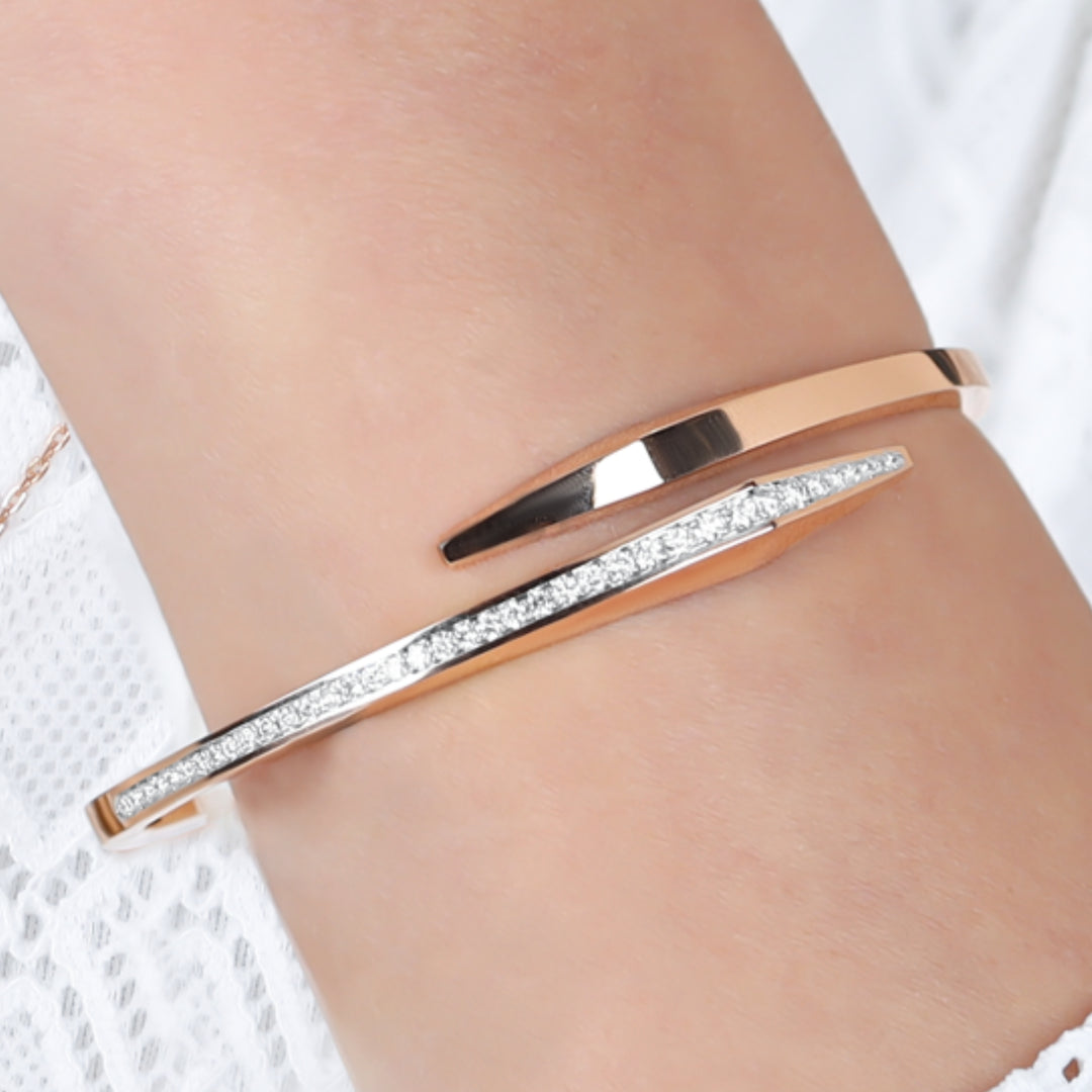 Solid Gold Bangle Bracelet for Women, Round Cut Diamond Bracelet Bangle, Gold Bracelet, Diamond Bangle Bracelet, Gift For Her