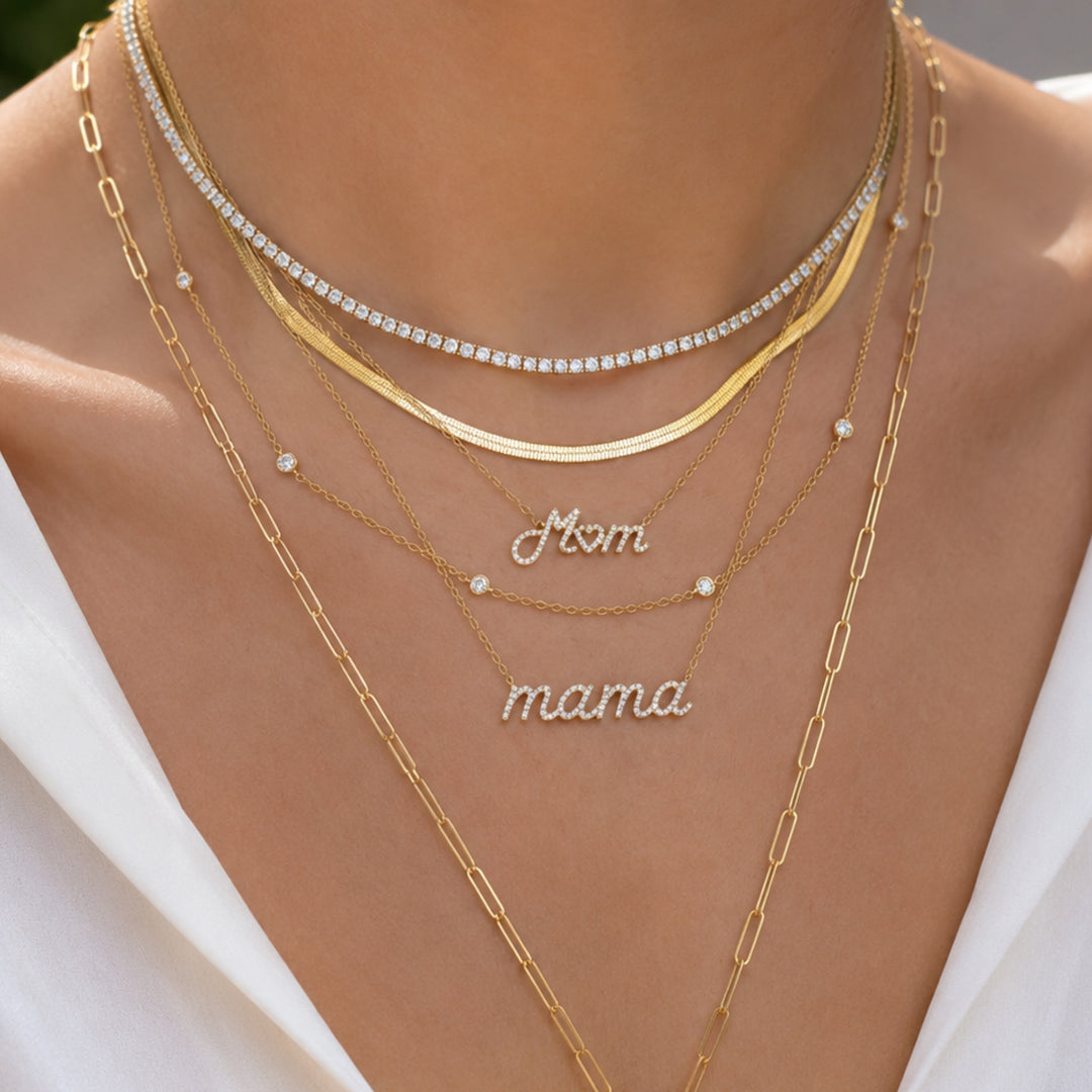 14K Solid Gold 5.18ct Natural Diamond Statement Tennis Necklace