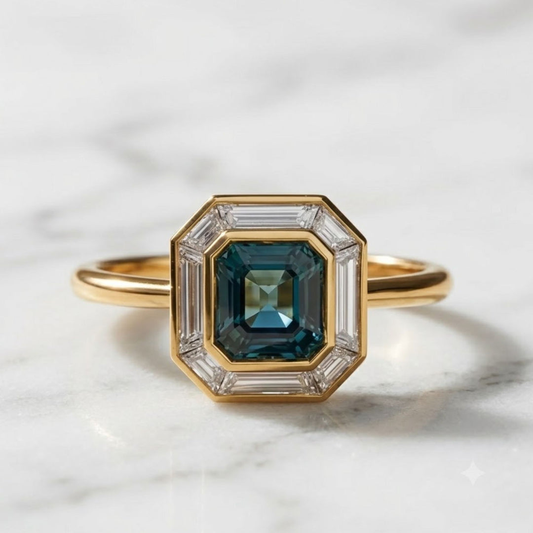 14K Gold Emerald Cut Sapphire Solitaire Ring | Emerald Cut Wedding Ring | Handmade Engagement Ring | Gift for Her, Proposal, Bridal Jewelry