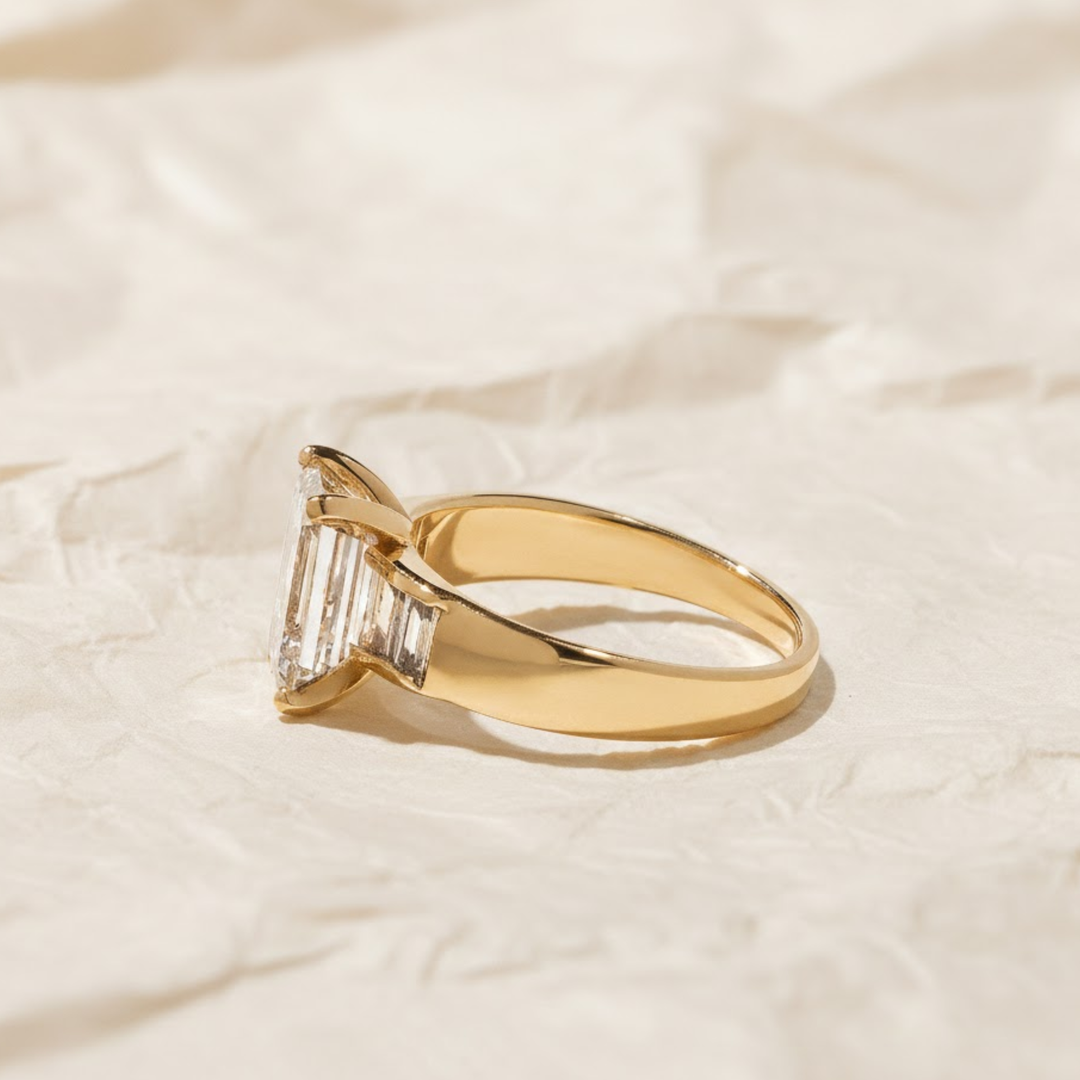 Diamond Ring, Emerald Cut 2.00 CT Engagement Ring, 9K 14K 18K Gold, White Yellow Rose Gold, VS+ F+ Clarity, Certified Jewelry