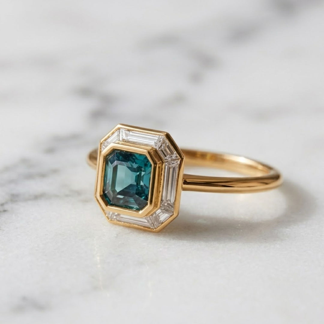 14K Gold Emerald Cut Sapphire Solitaire Ring | Emerald Cut Wedding Ring | Handmade Engagement Ring | Gift for Her, Proposal, Bridal Jewelry