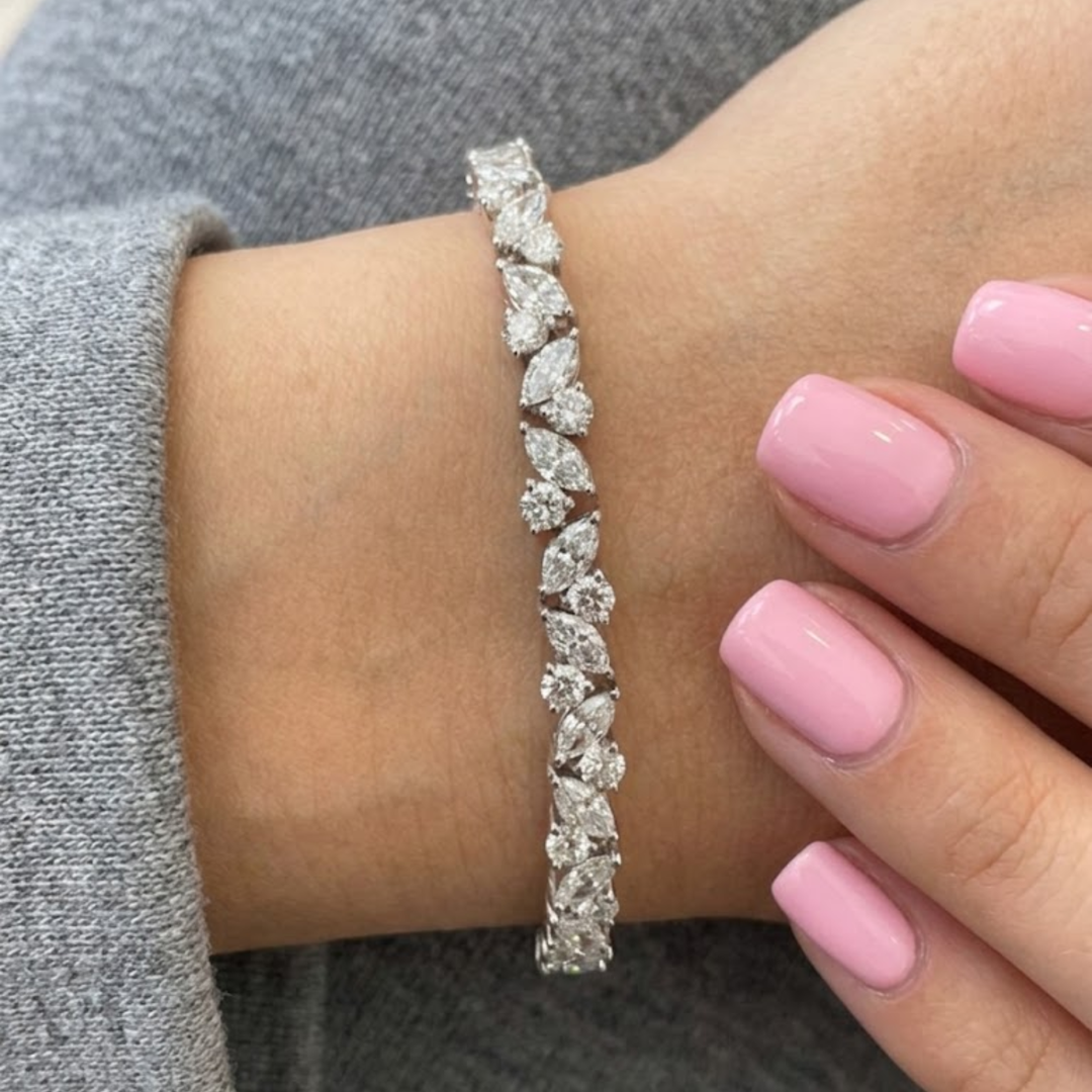 11.57ct Handmade Tennis Bracelet, 14K Gold Tennis Bracelet, Classic Tennis Bracelet, Everyday Diamond Bracelet, Statement Bracelet, Gift Her
