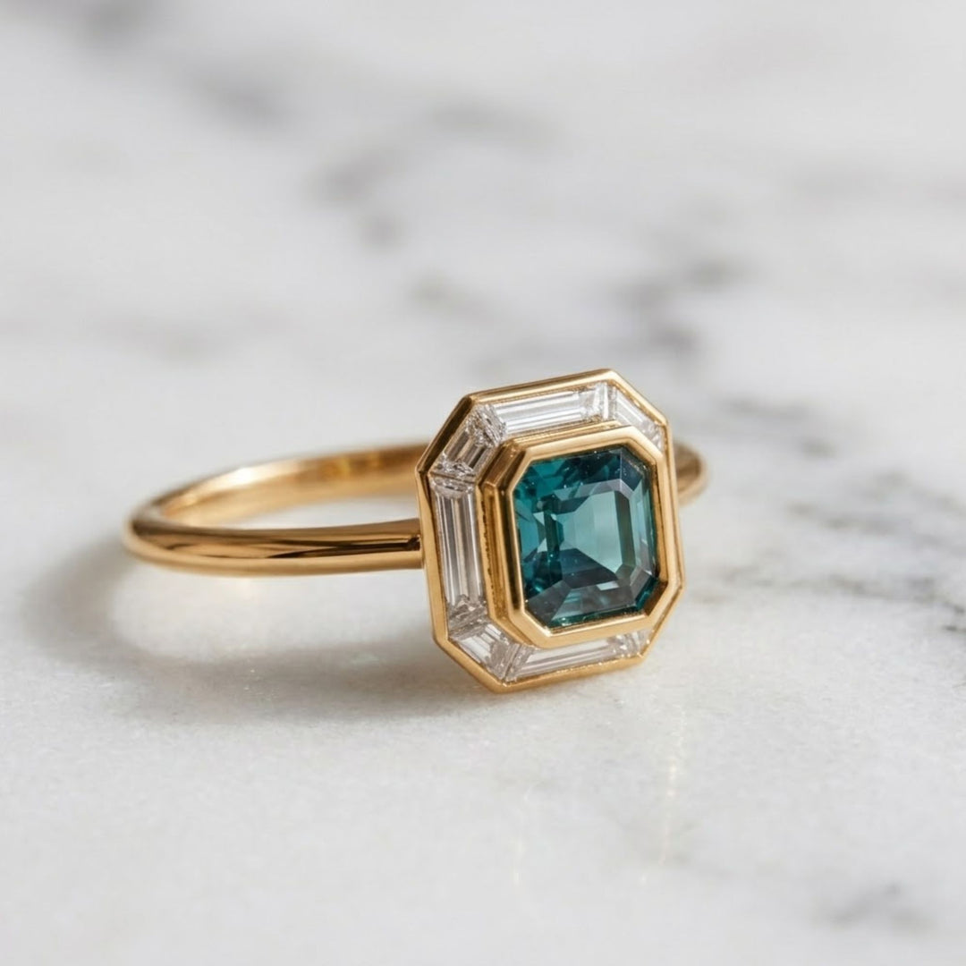 14K Gold Emerald Cut Sapphire Solitaire Ring | Emerald Cut Wedding Ring | Handmade Engagement Ring | Gift for Her, Proposal, Bridal Jewelry