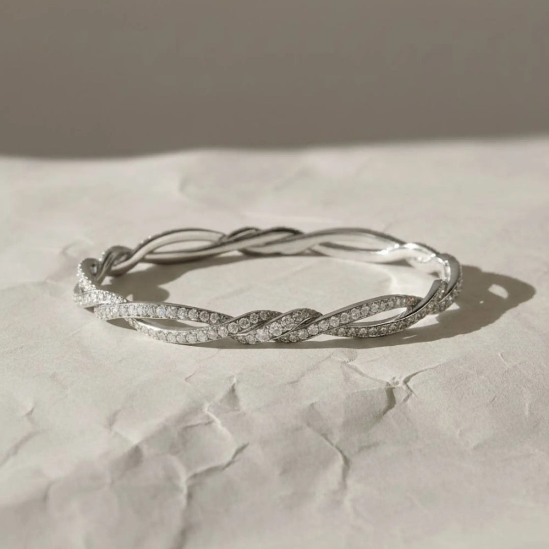 14k Solid Gold Diamond Twist Bangle, Handmade Rope Bracelet Jwalin Jewels